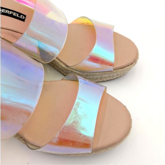 Karl Lagerfeld Cecily Wedge Sandal Womens Iridescent Rubber Size US9.5 EU40 - Picture 9 of 12
